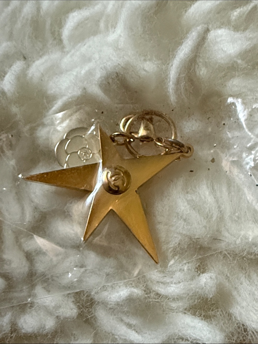 Gold Star and Camellia Charm Keychain - Designer Style - Picture 2 of 2